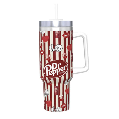 Dr Pepper Logo Tumbler – 40oz Insulated Stainless Steel Travel Mug with Handle