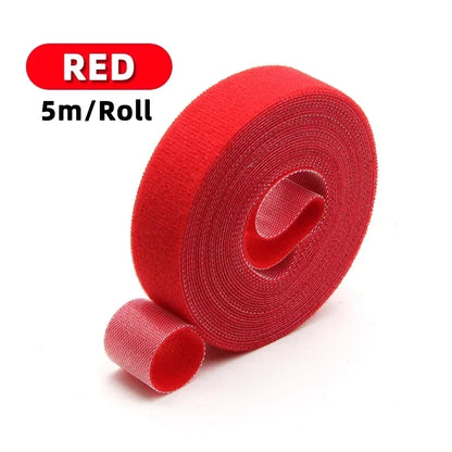 5m/roll Reusable Cable Management Strap Roll – Hook & Loop Fastener Tape