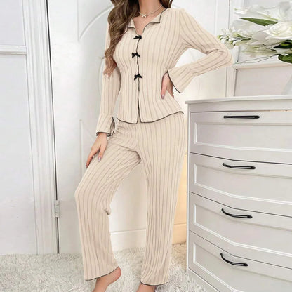 Women’s Long Sleeve Pajama Set – Soft Summer Sleepwear with Trousers, Cozy Lounge Homewear for Women