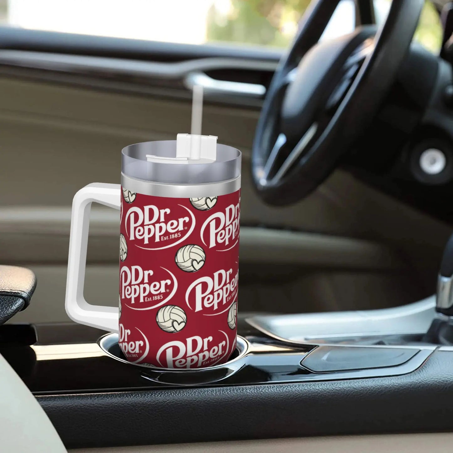 Dr Pepper Logo Tumbler – 40oz Insulated Stainless Steel Travel Mug with Handle