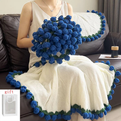 Handmade Crochet Rose Blanket Bouquet | Unique Birthday Gift for Her