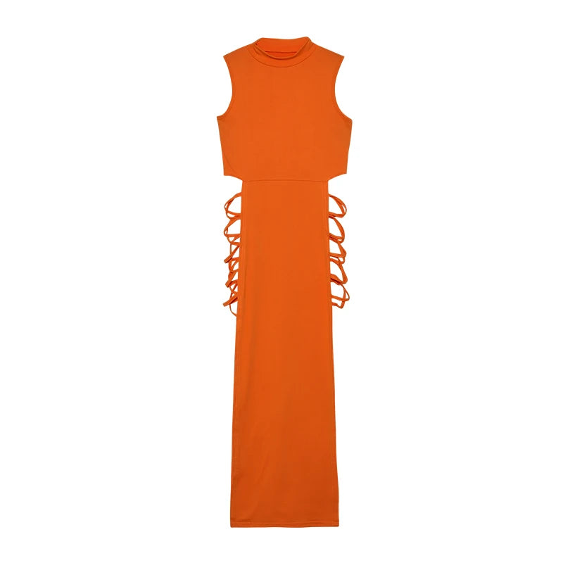 Women’s Black Cut-Out Lace-Up Side Split Dress