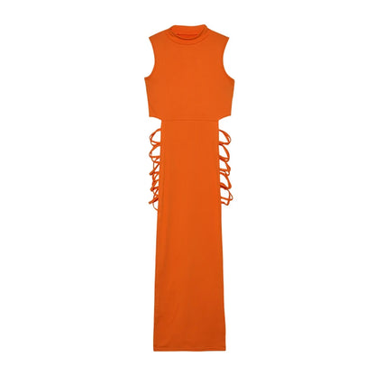 Women’s Black Cut-Out Lace-Up Side Split Dress