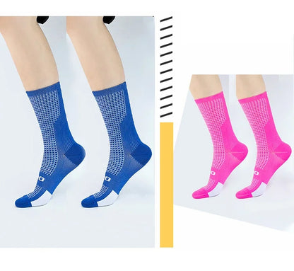 5 Pairs Compression Sports Crew Socks – Breathable Athletic Running & Training Socks