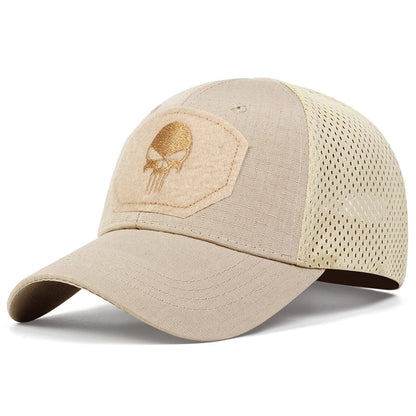 Skull Tactical Trucker Hat – Breathable Mesh Military Baseball Cap