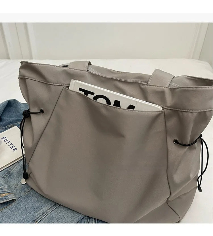 Minimalist Nylon Tote Bag – Large Capacity Casual Shoulder Handbag for Women