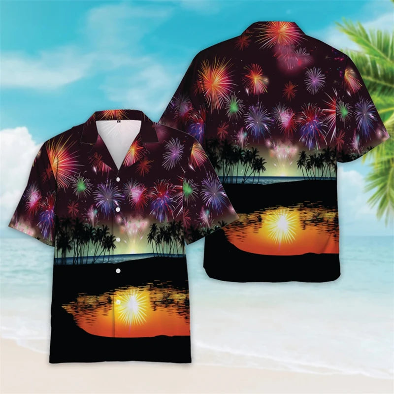 Patriotic American Flag Hawaiian Shirt – Men’s Summer Button Down Shirt
