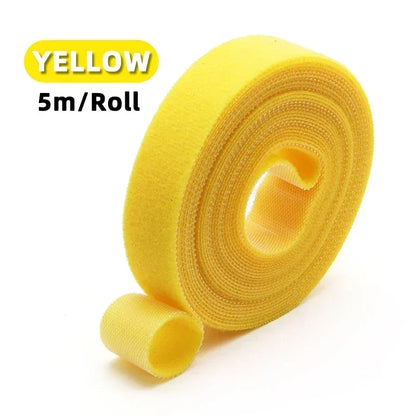 5m/roll Reusable Cable Management Strap Roll – Hook & Loop Fastener Tape