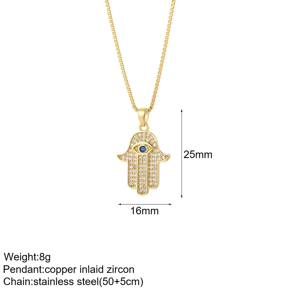 Gold Charm Pendant Necklace Collection – Celestial Eye Heart Sun Moon Layered Necklaces for Women