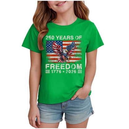 Kids Girls 250 Years of Freedom Graphic T-Shirt