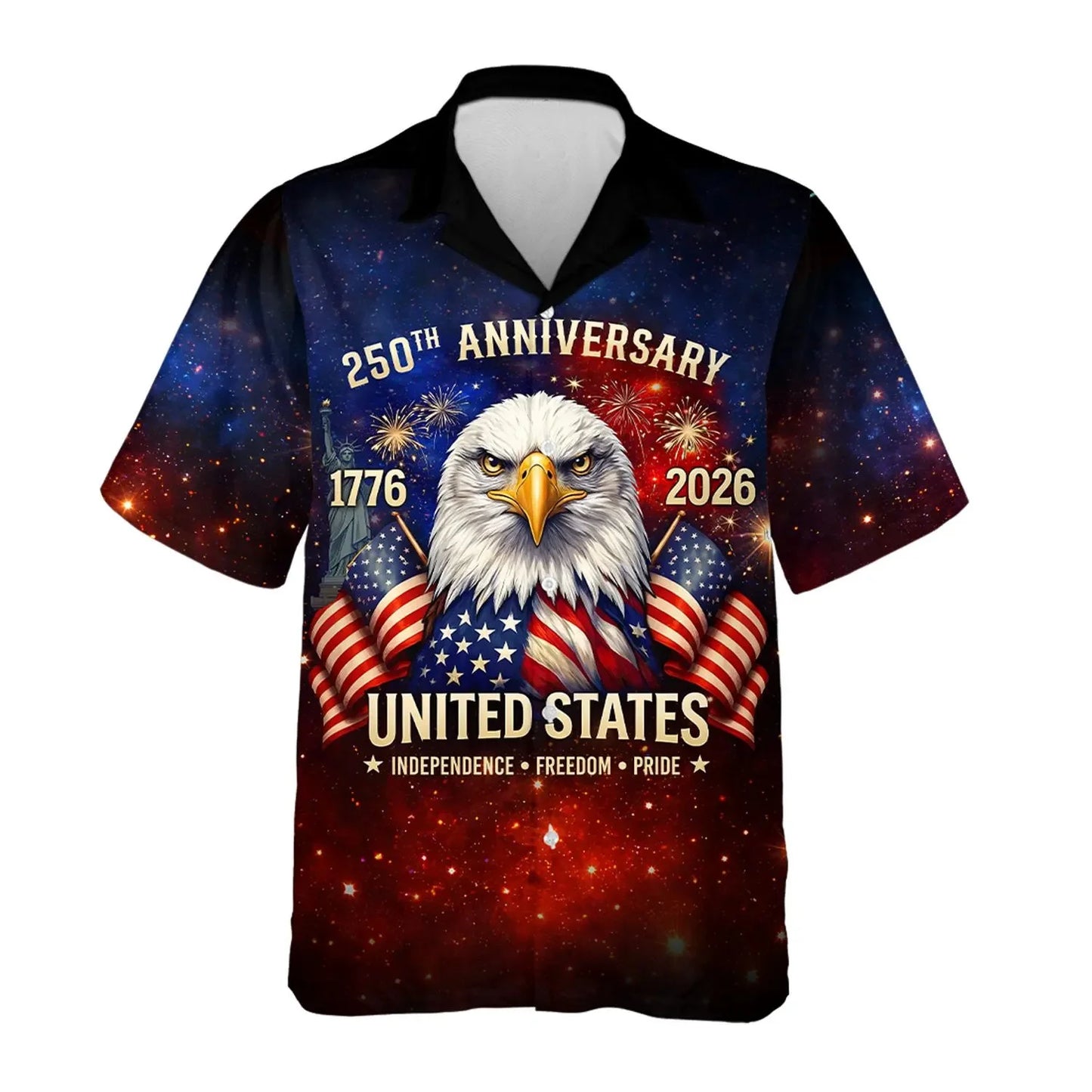 250 Years of Freedom Hawaiian Shirt Patriotic Eagle 4th of July Aloha Top
