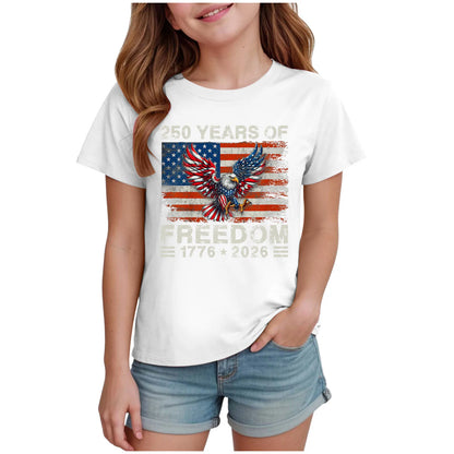 Kids Girls 250 Years of Freedom Graphic T-Shirt