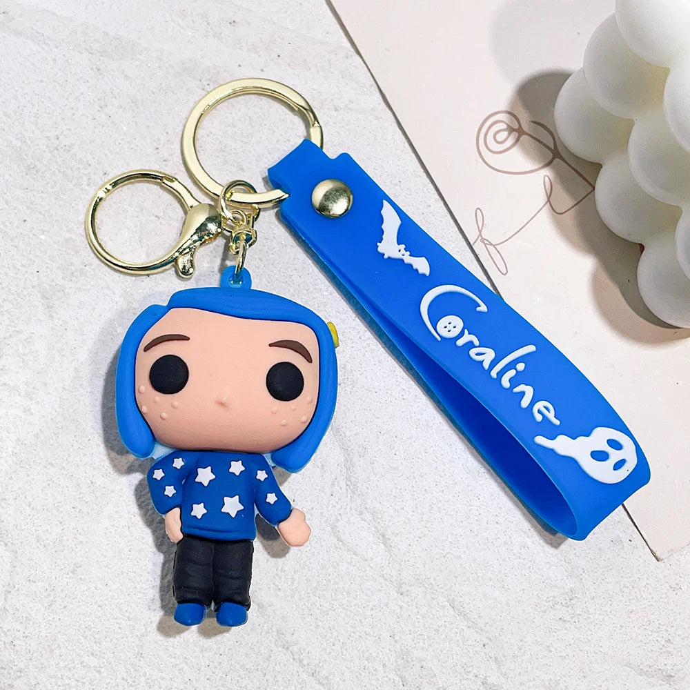 Coraline Character Keychain – Cute Cartoon Figure Bag Charm Keyring
