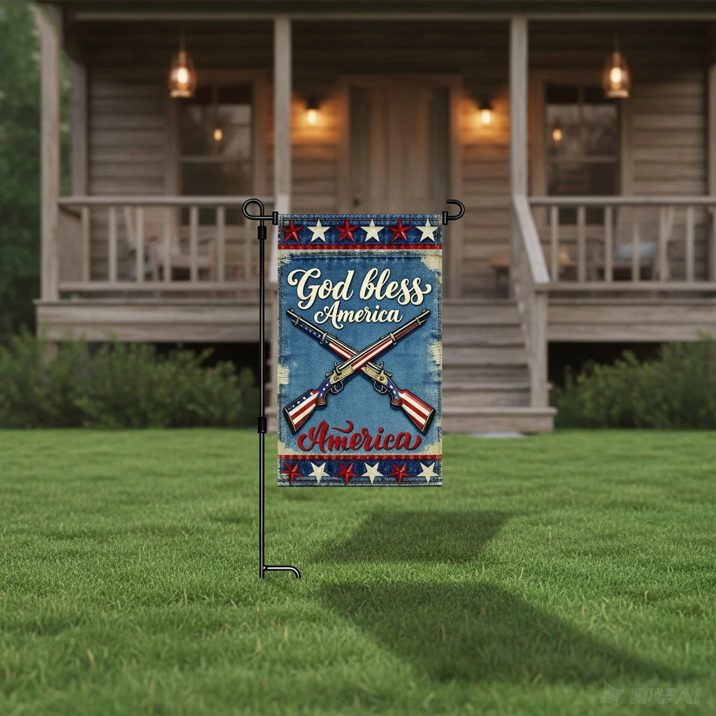 America Garden Flag, 3-Layer Knitted Polyester Double Sided 4th of July Decor