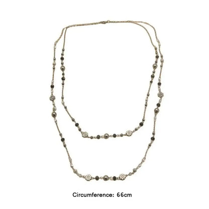 Vintage Layered Beaded Necklace – Boho Long Chain Pendant Necklace for Women