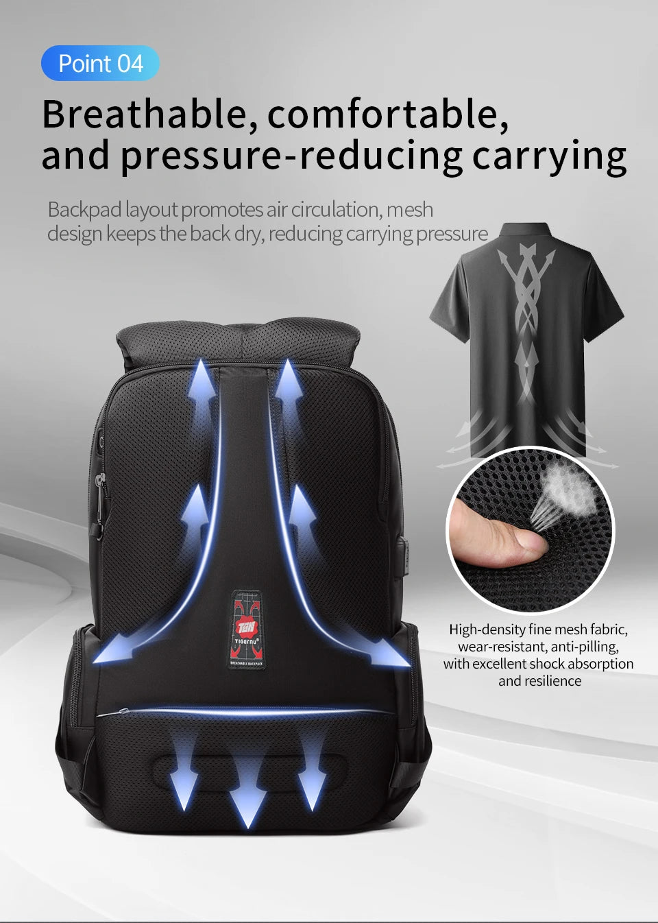 TIGERNU Laptop Backpack for Men – Waterproof Business Travel Backpack