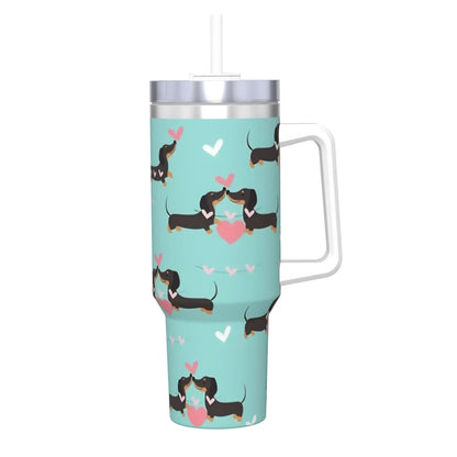 Dachshund Love 40oz Stainless Steel Tumbler with Straw Insulated Mug