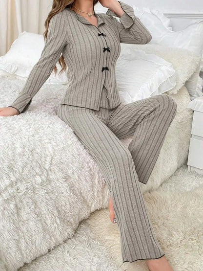 Women’s Long Sleeve Pajama Set – Soft Summer Sleepwear with Trousers, Cozy Lounge Homewear for Women