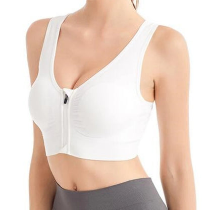 Women’s Front Zip Sports Bra – High Support Seamless Workout Bra for Yoga, Running & Fitness