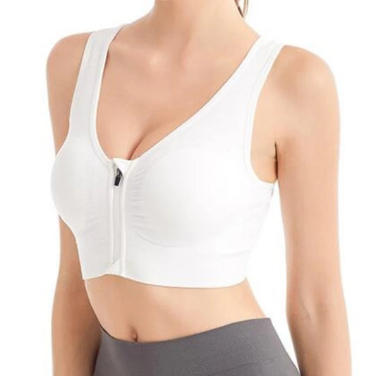 Women’s Front Zip Sports Bra – High Support Seamless Workout Bra for Yoga, Running & Fitness