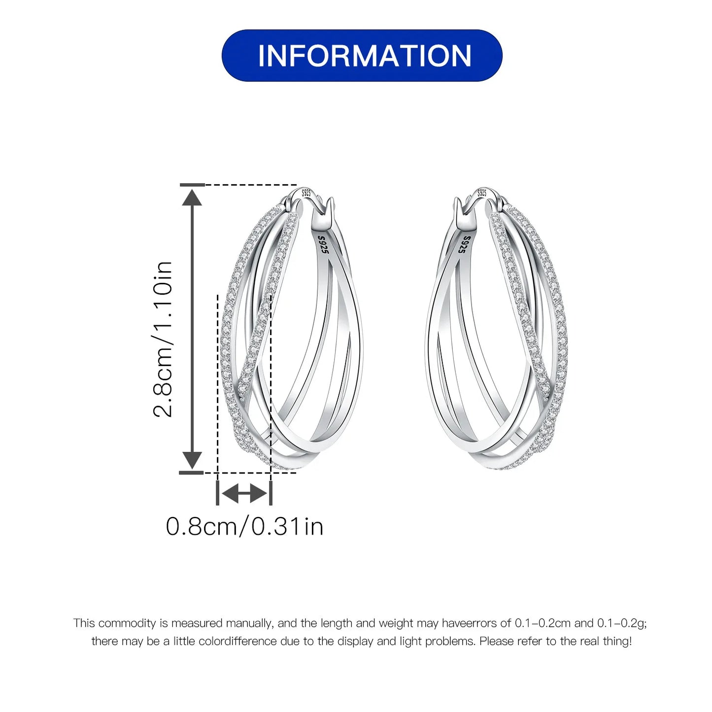 925 Sterling Silver Hoop Earrings – Minimalist Layered Huggie Earrings for Women