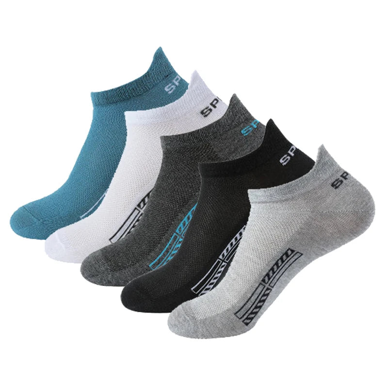5 Pairs Men’s No Show Sports Socks – Breathable Low Cut Athletic Ankle Socks Set