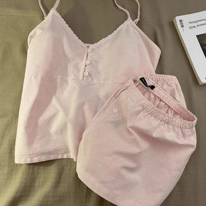Women’s Soft Ribbed Lounge Set – Cami Top & Shorts Pajama Set