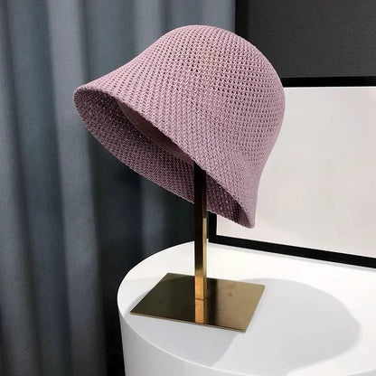 Women’s Knit Bucket Hat – Breathable Summer Crochet Fisherman Cap
