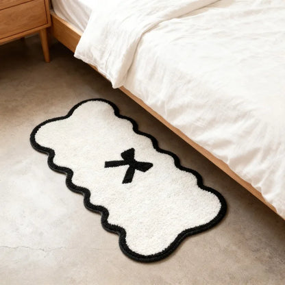 Simple Bowknot Plush Floor Mat - Comfortable And Warm - Bedside Rug For Bedroom, Living Room Decorative Carpet