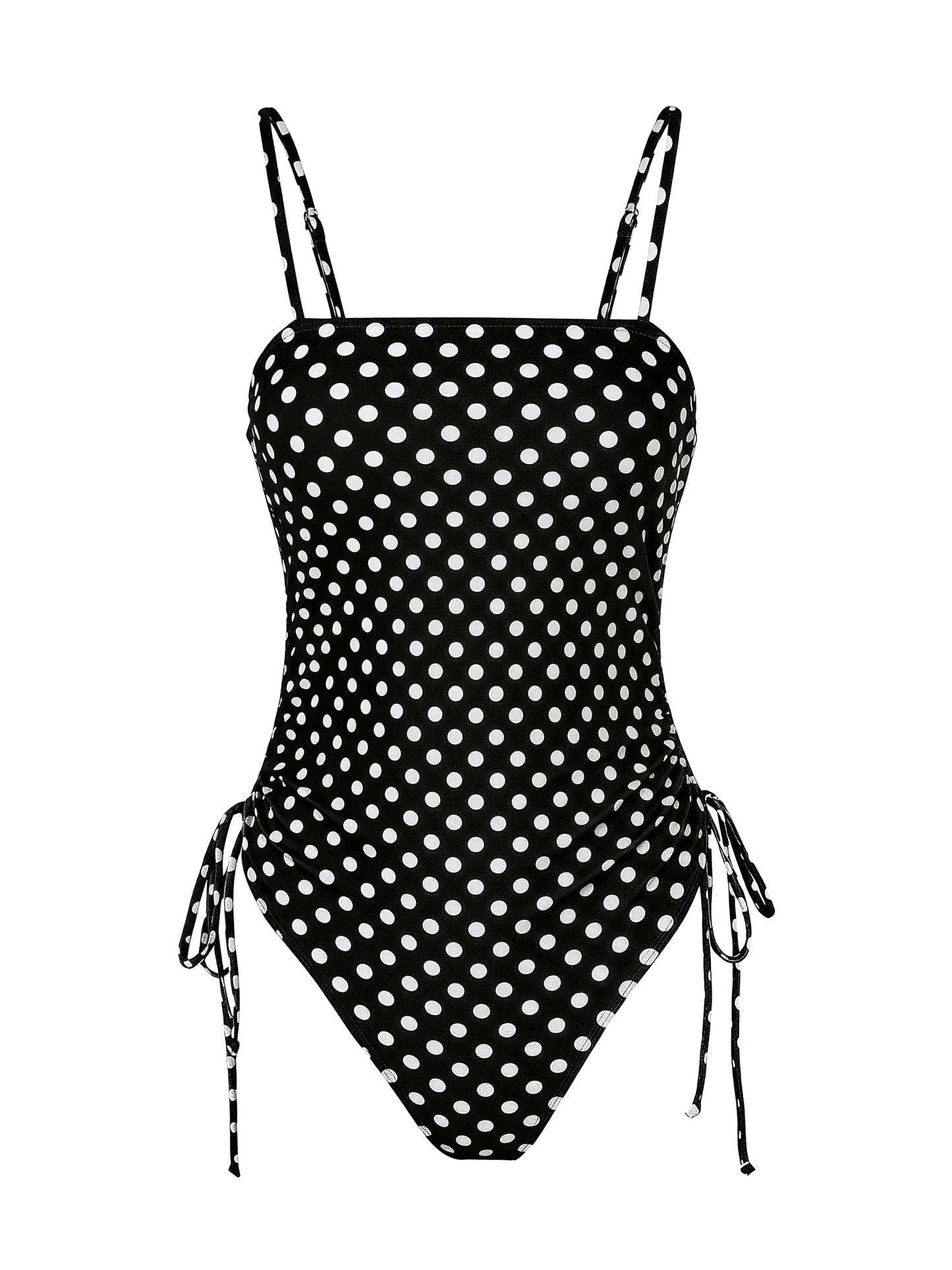 Pink Polka Dot High Cut Bikini Set Women Retro Ruched Swimwear Beach Outfit