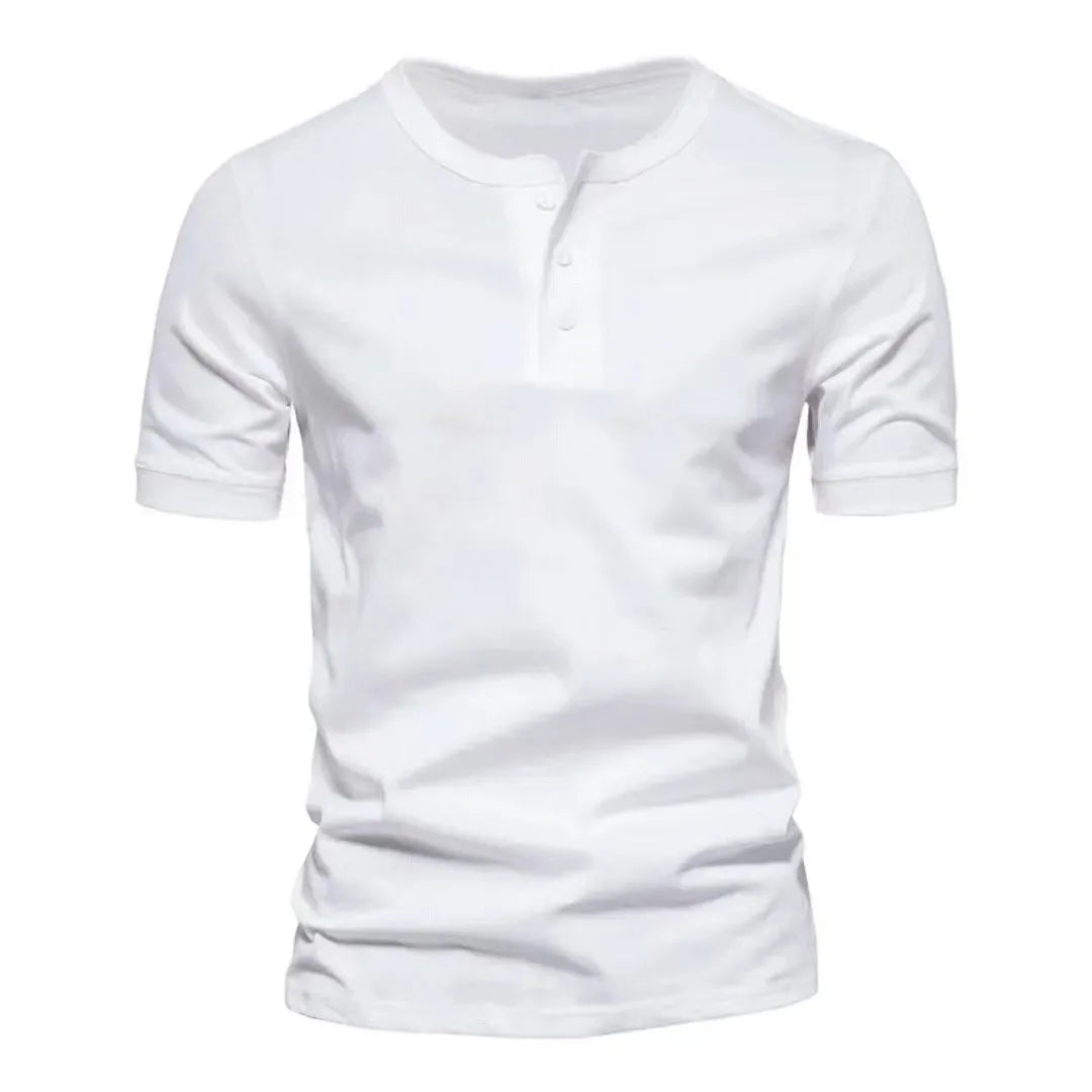 Men’s Casual Henley T-Shirt – Slim Fit Short Sleeve Cotton Tee