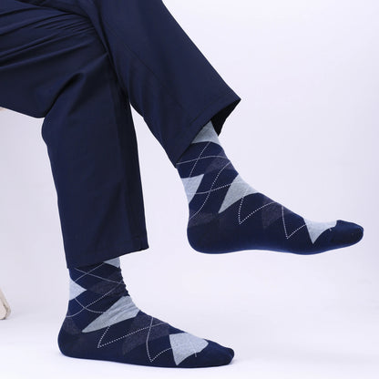 5 Pairs Men’s Dress Crew Socks Set – Classic Patterned Business Casual Socks