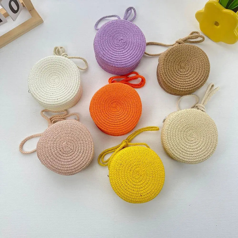 Round Straw Crossbody Bag – Cute Boho Crochet Mini Shoulder Purse for Women