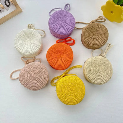 Round Straw Crossbody Bag – Cute Boho Crochet Mini Shoulder Purse for Women