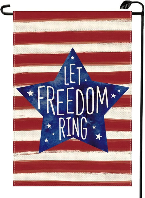 Let Freedom Ring Patriotic Garden Flag Double Sided for Outside 12x18 Inch 4th of July Independence Memorial Day