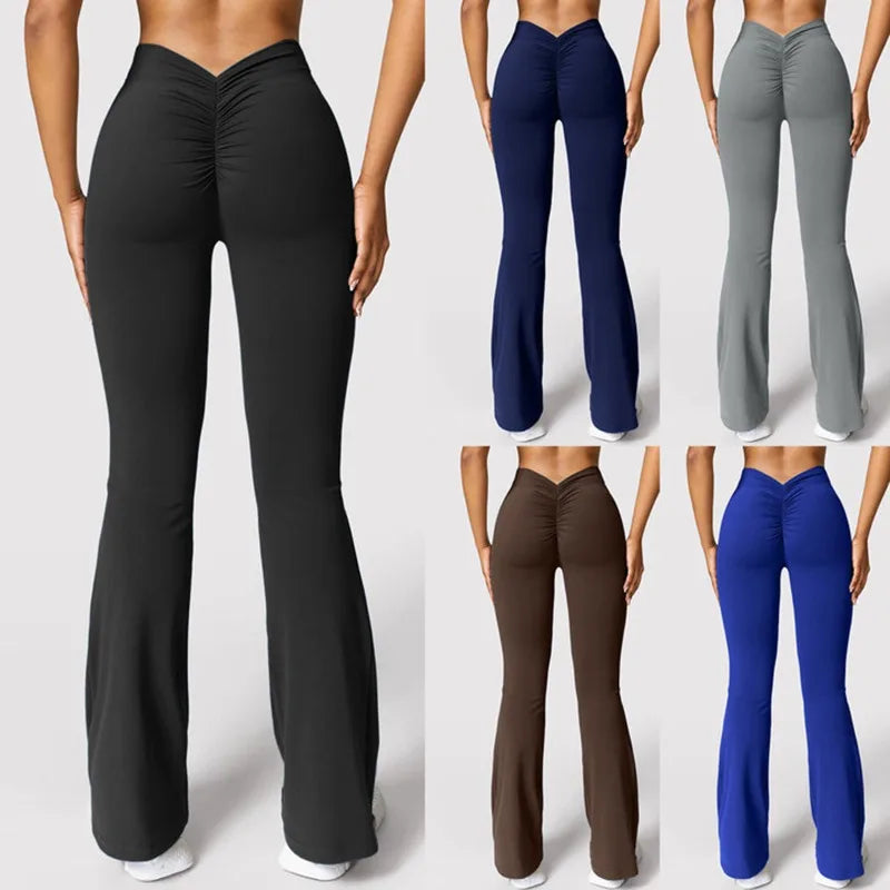 Women’s Scrunch Flare Yoga Pants – High Waisted Bootcut Leggings Butt Lift Fitness & Lounge Pants