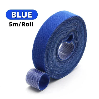 5m/roll Reusable Cable Management Strap Roll – Hook & Loop Fastener Tape