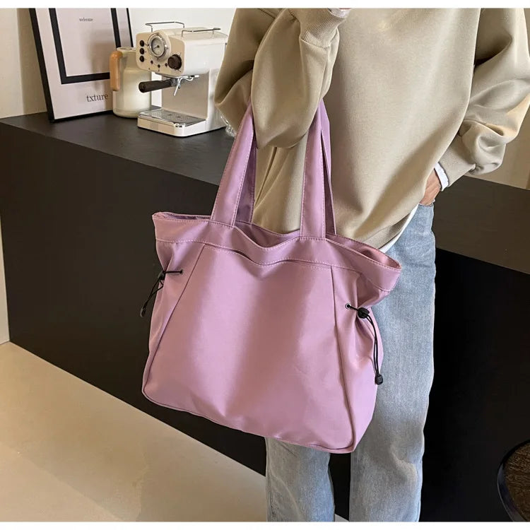 Minimalist Nylon Tote Bag – Large Capacity Casual Shoulder Handbag for Women