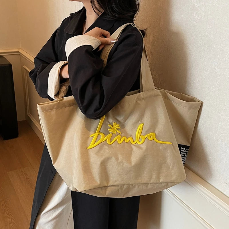 Large Capaci Canvas Tote Bag Women's 2026 New High-End Embroidered Casual op Bag Mom Sle Commuter Bag