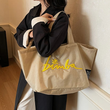 Large Capaci Canvas Tote Bag Women's 2026 New High-End Embroidered Casual op Bag Mom Sle Commuter Bag