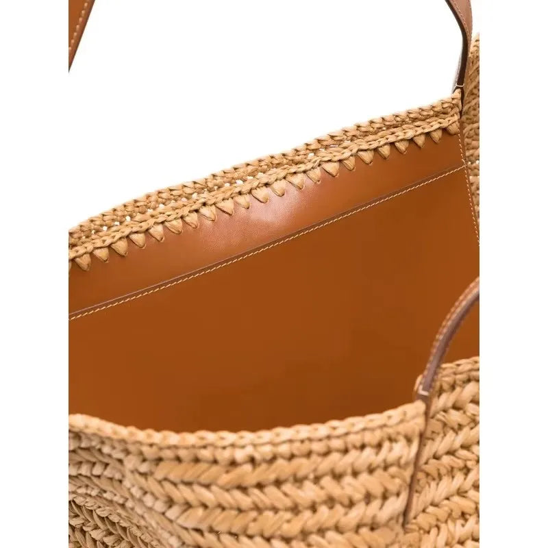 Luxury Straw Tote Bags For Women New Season Large Capacity Handwoven Elegant Shoulder Bag Summer Fashion Beach Vacation Handbag, Summer 2026