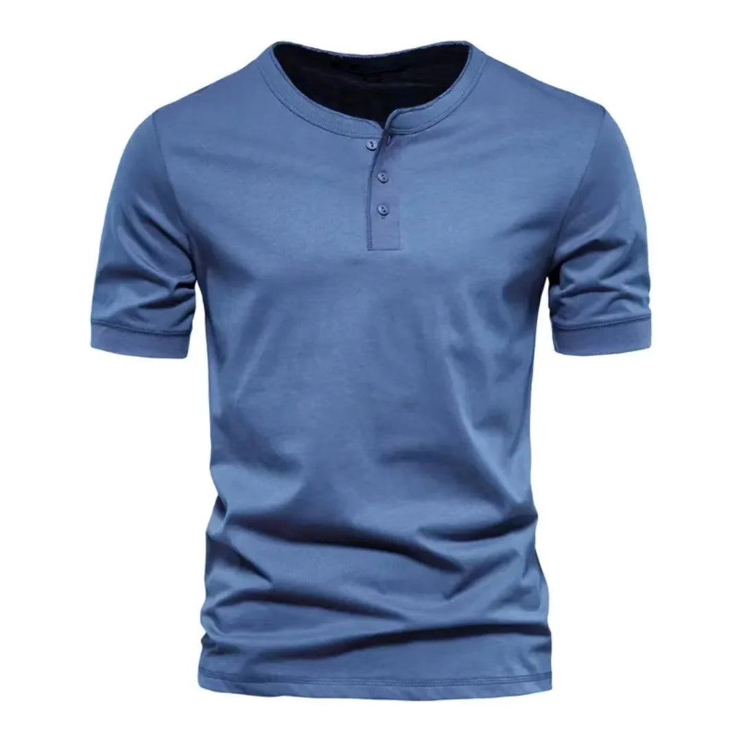 Men’s Casual Henley T-Shirt – Slim Fit Short Sleeve Cotton Tee