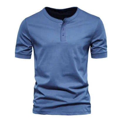 Men’s Casual Henley T-Shirt – Slim Fit Short Sleeve Cotton Tee