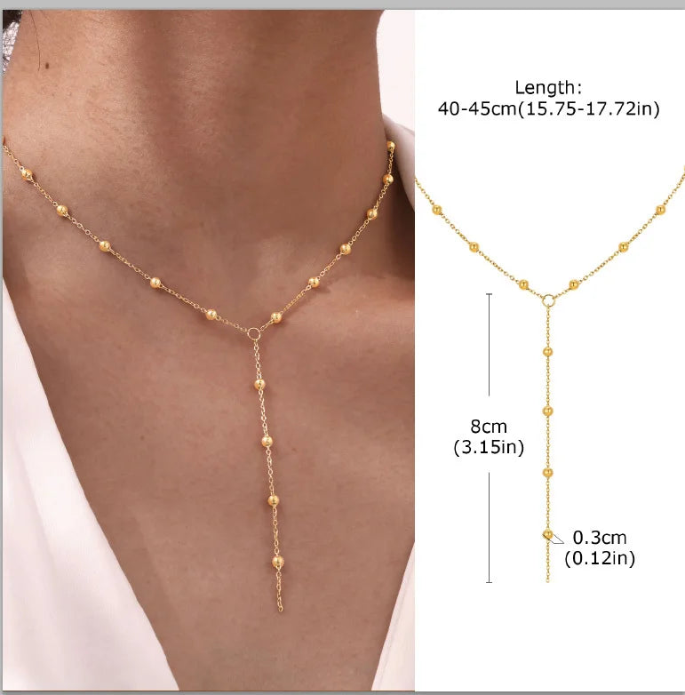Gold Layered Y Necklace – Minimalist Dainty Lariat Necklace for Women Elegant Jewelry