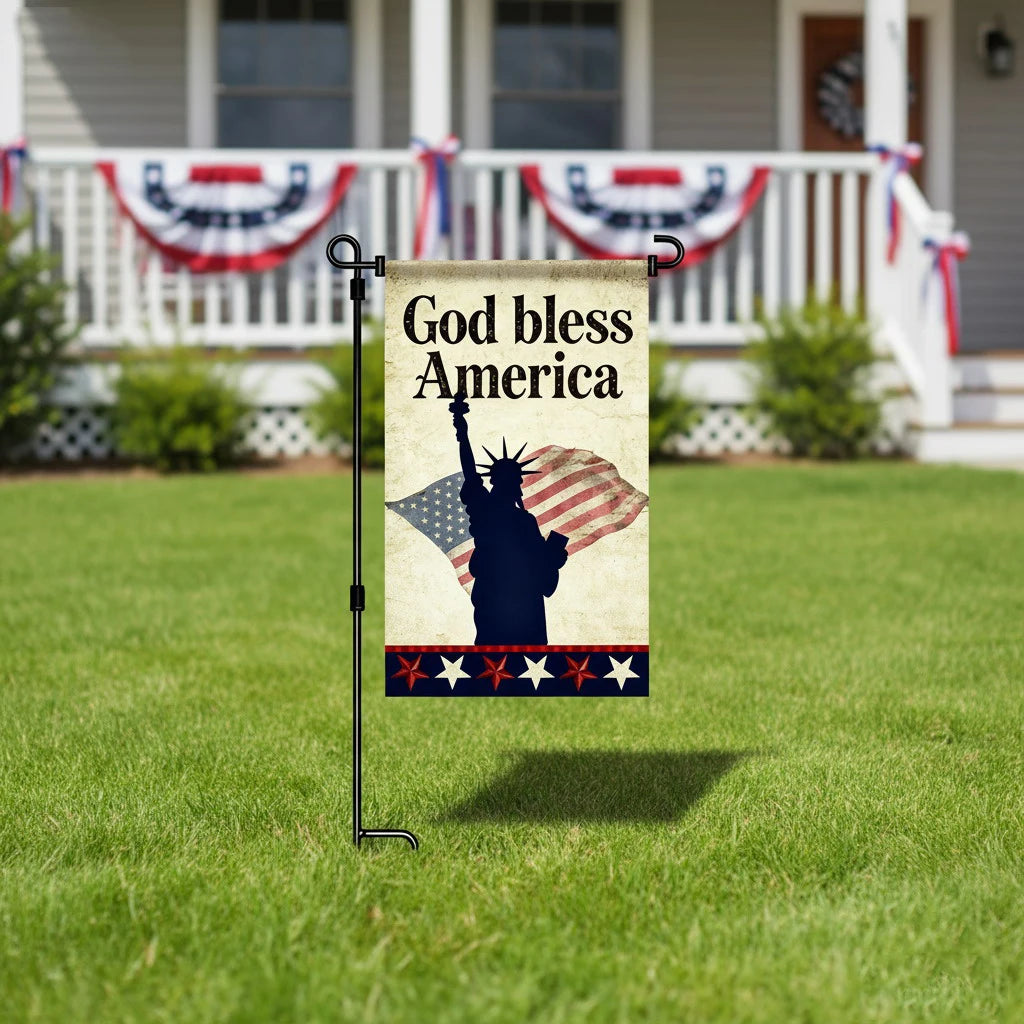 America Garden Flag, 3-Layer Knitted Polyester Double Sided 4th of July Decor
