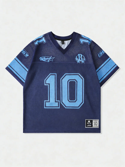 Number 10 Oversized Jersey T-Shirt Women V-Neck Sport Style Casual Summer Streetwear Tee