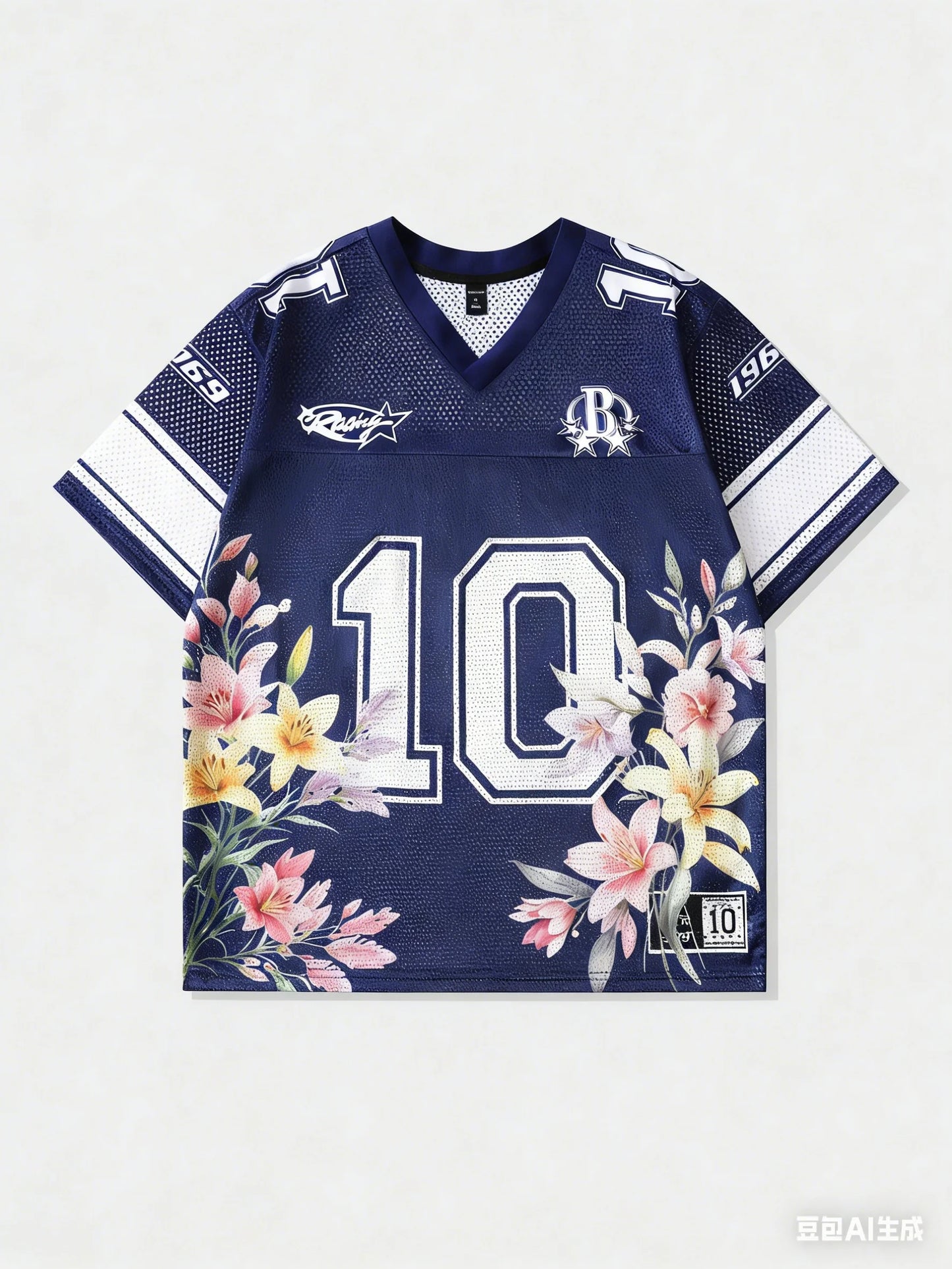 Number 10 Oversized Jersey T-Shirt Women V-Neck Sport Style Casual Summer Streetwear Tee