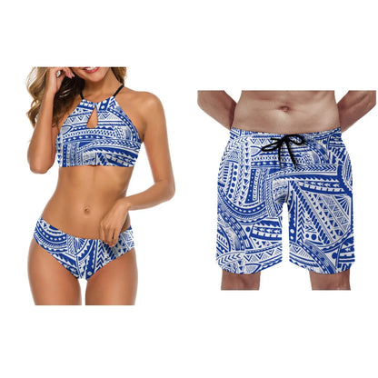 Tropical Couple Swimsuit Set – Sexy Bikini & Men’s Board Shorts