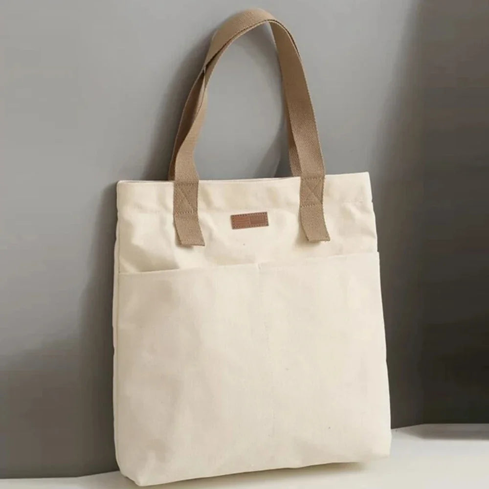 Minimalist Canvas Tote Bag – Large Capacity Casual Shoulder Bag for Women