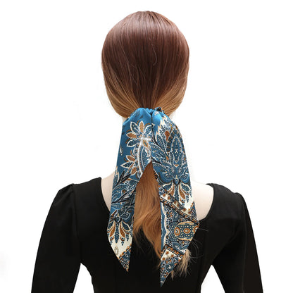 Boho Scarf Hair Scrunchies – Printed Ribbon Hair Tie Set